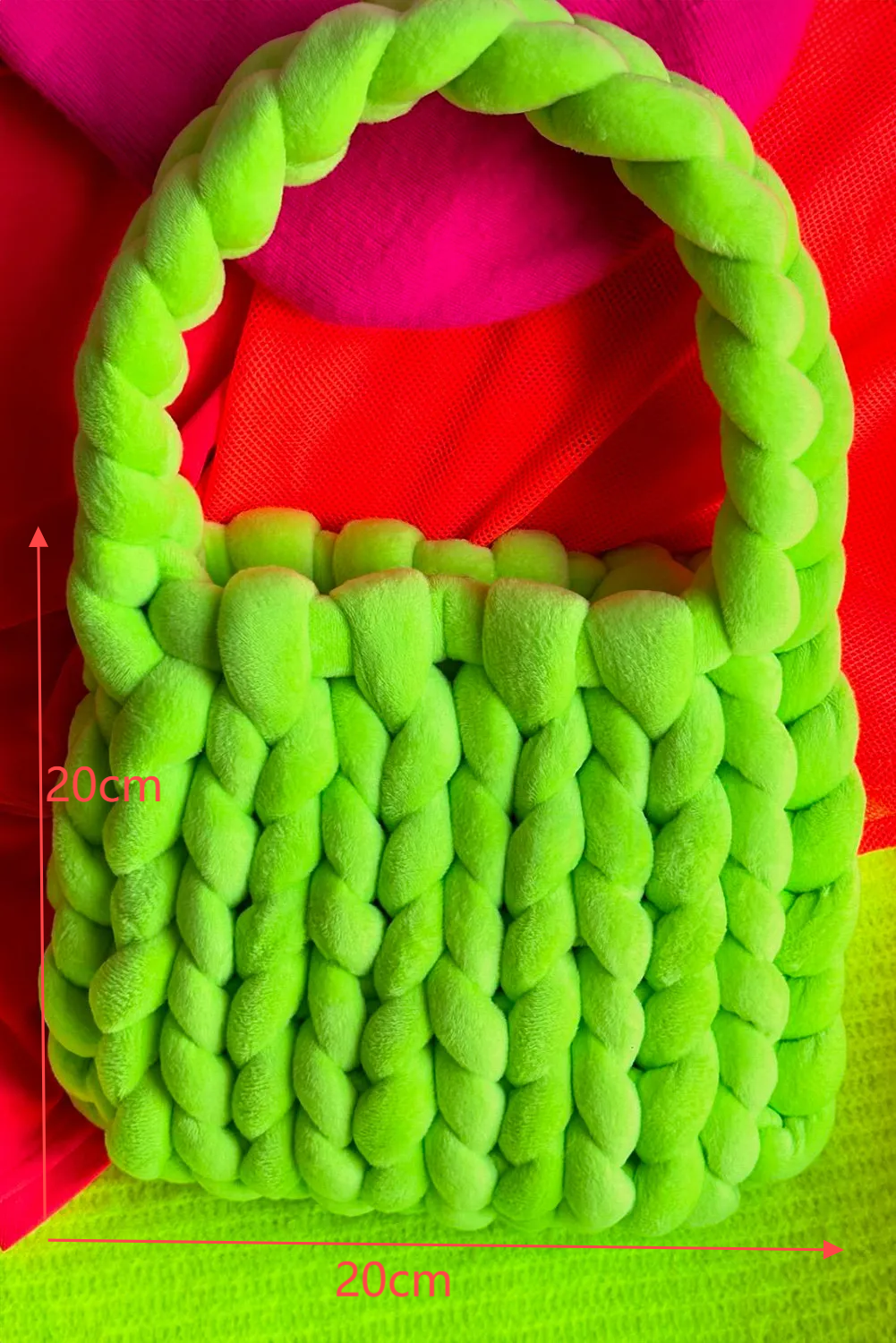 Pear Green Woven Chunky Yarn Tote Bag