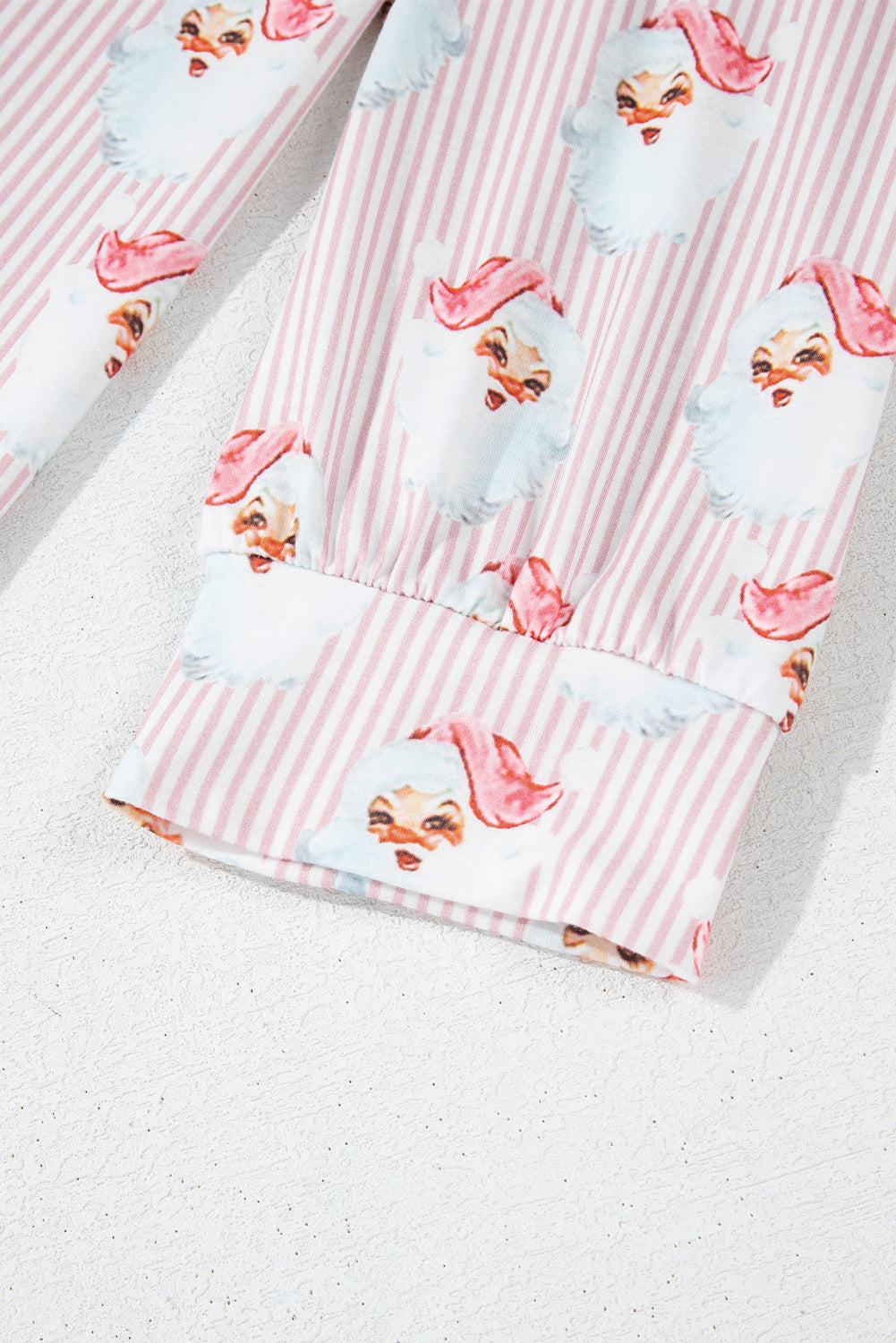 Pink Santa Claus Striped Print Loose Fit Two Piece Loungewear Set